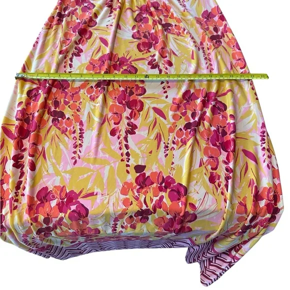 Wisp Tropical Floral Halter Maxi Dress Pink Yellow Braided Strap NWT 12 Summer - Picture 9 of 13